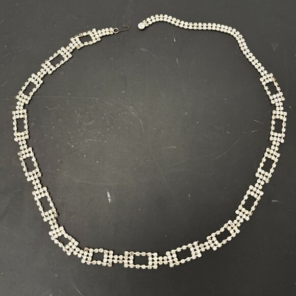 Vintage Rhinestone Evening Belt 1950s Hook Closure 36.5 inches - Picture 1 of 9
